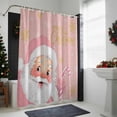 thumbnail image 4 of Merry Christmas Bathroom Shower Curtain Pink Santa Claus Poinsettia Winter Snowflake Waterproof Washable Shower Curtains for Bathtub Bath Decor with Grommets and Hook 66 X 72 Inch, 4 of 8