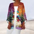 thumbnail image 2 of Women's Casual and Fashionable Christmas Printed Lightweight Mid-Length Jacket Cardigan, for Spring and Fall Wear,Orange,L, 2 of 7