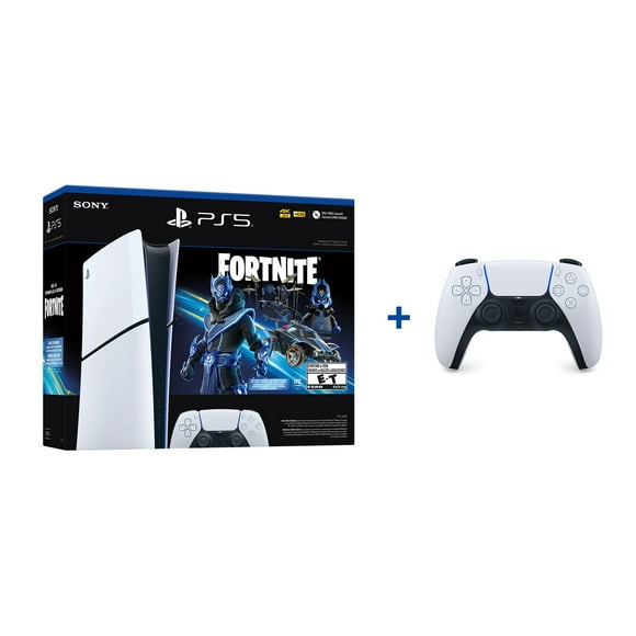 PlayStation®5 Digital Edition – Fortnite® Cobalt Star Bundle (model group – slim) PLUS DualSense™ wireless controller - White
