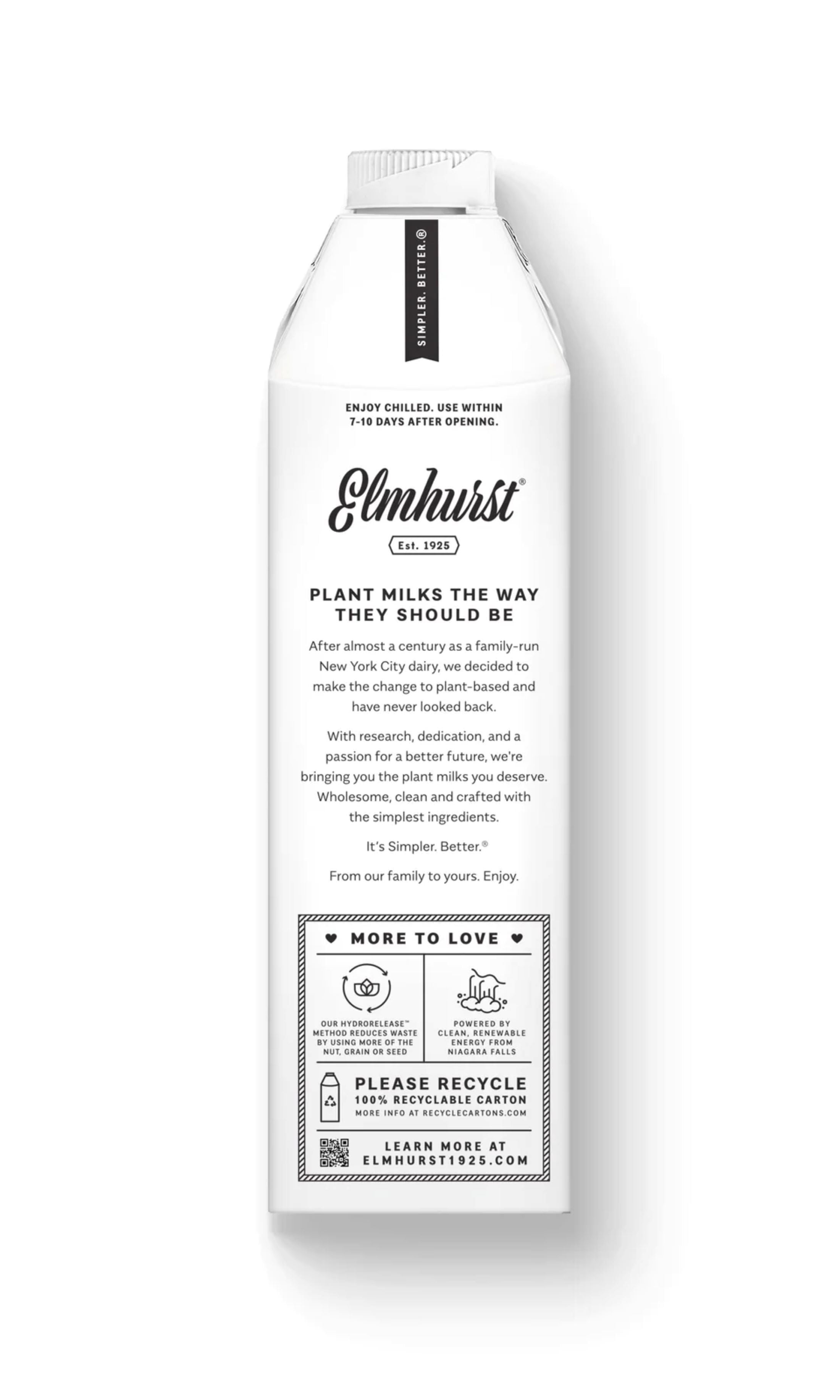 Elmhurst, Plant - Based, Milked Oats, 32 fl oz Bottle