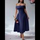 thumbnail image 5 of Vestido de Noche de Cóctel con Hombros Descubiertos y Cremallera para Mujer Azul Profundo L, 5 of 8
