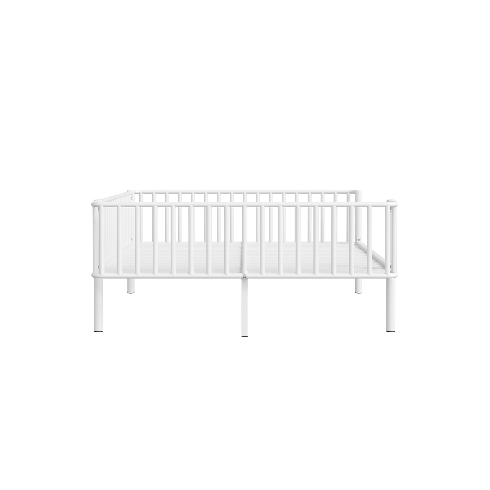 Euroco Metal Full Size Daybed, Sturdy Metal Sofa Bed with Guardrails, No Box Spring Needed, White