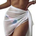 thumbnail image 1 of Bikini Cover Up Solid Color Lace-up Net Yarn Semi-Sheer Slit Cover Up Skirt for Vacation, 1 of 10