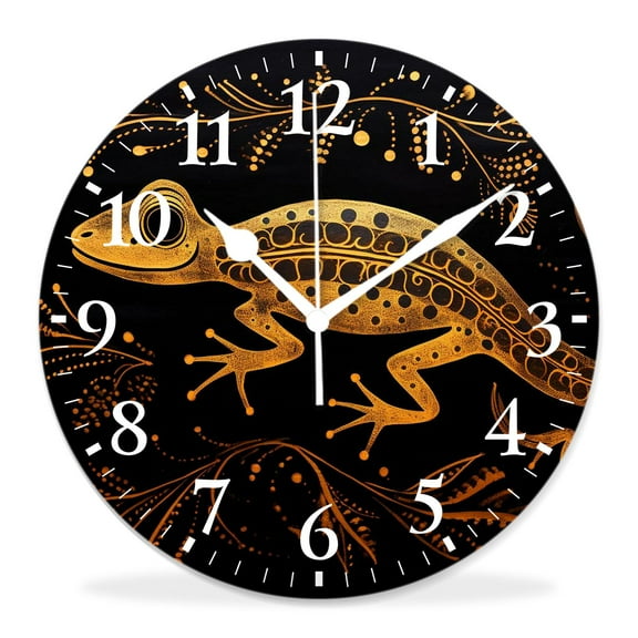 12 Inch Wall Clock Battery Operated Silent Clock Decorative for Office, Kitchen, Outdoor, Living Room,Gecko Lizard Picture