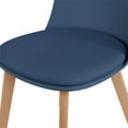 thumbnail image 2 of Set of 4 Armless Plastic Dining Chair Wood Legs for Dining Room Plastic Molded Seat With Cushion, Blue, 2 of 12