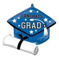 Blue Congrats Grad Diploma & Cap 25" Mylar Balloon