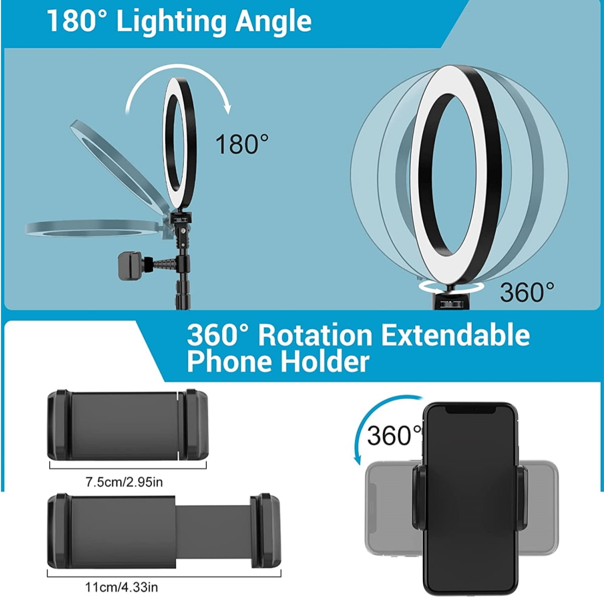 iMucci 9" LED Ring Light with Stand and Phone Holder, 50" Extendable Tripod with Remote, Selfie Halo Light for Live Streaming/Makeup/Vlogging/Photography, Compatible with Phones and Cameras