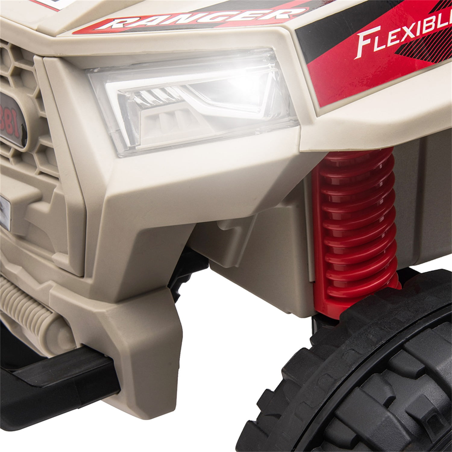 CIPACHO 12V Electric Ride on Cars, Realistic Off-Road UTV, Battery Powered Ride On Truck, Motorized Vehicles for Kids, Music, Spring Suspension, LED Light, Beige