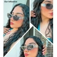 thumbnail image 3 of FEISEDY Retro Trendy Rectangle Sunglasses Women Men Vintage 90s Small Narrow Square Sunglasses B2322, 3 of 13