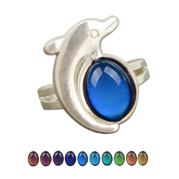 9pcs Mood Ring Adjustable Size Original Oval Color Changing Ring Set Ring Jewelry