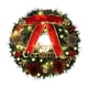 thumbnail image 3 of Corona Navideña Falsa con Lazo y Texto. Tarjeta También Adornada con Bolas y Flores Navideñas. Adornos Navideños para Puerta., 3 of 7