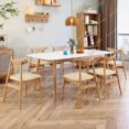 thumbnail image 2 of Solid Wood Stone Plate Dining Tables and Chairs Set White Wax Wood Color Modern Household Small Apartment Restaurant DiningTable My Lux Decor Round, 2 of 18