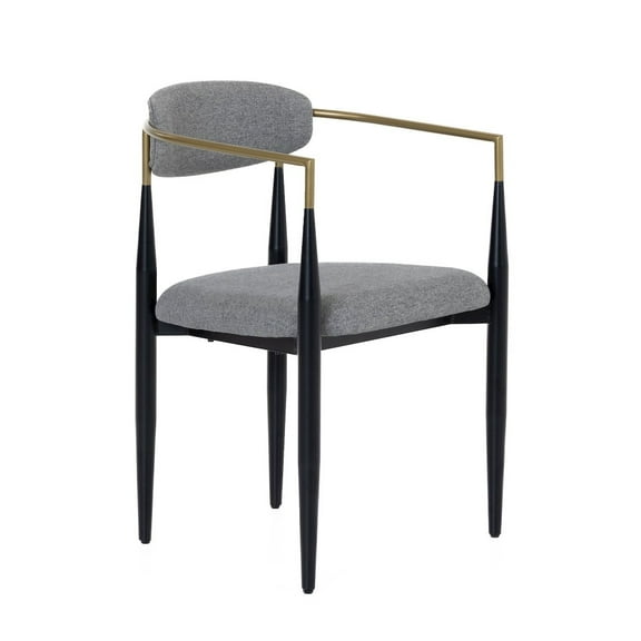 Modrest Buchtel - Mid-Century Modern Medium Grey   Gold Arm   Black Dining Chair