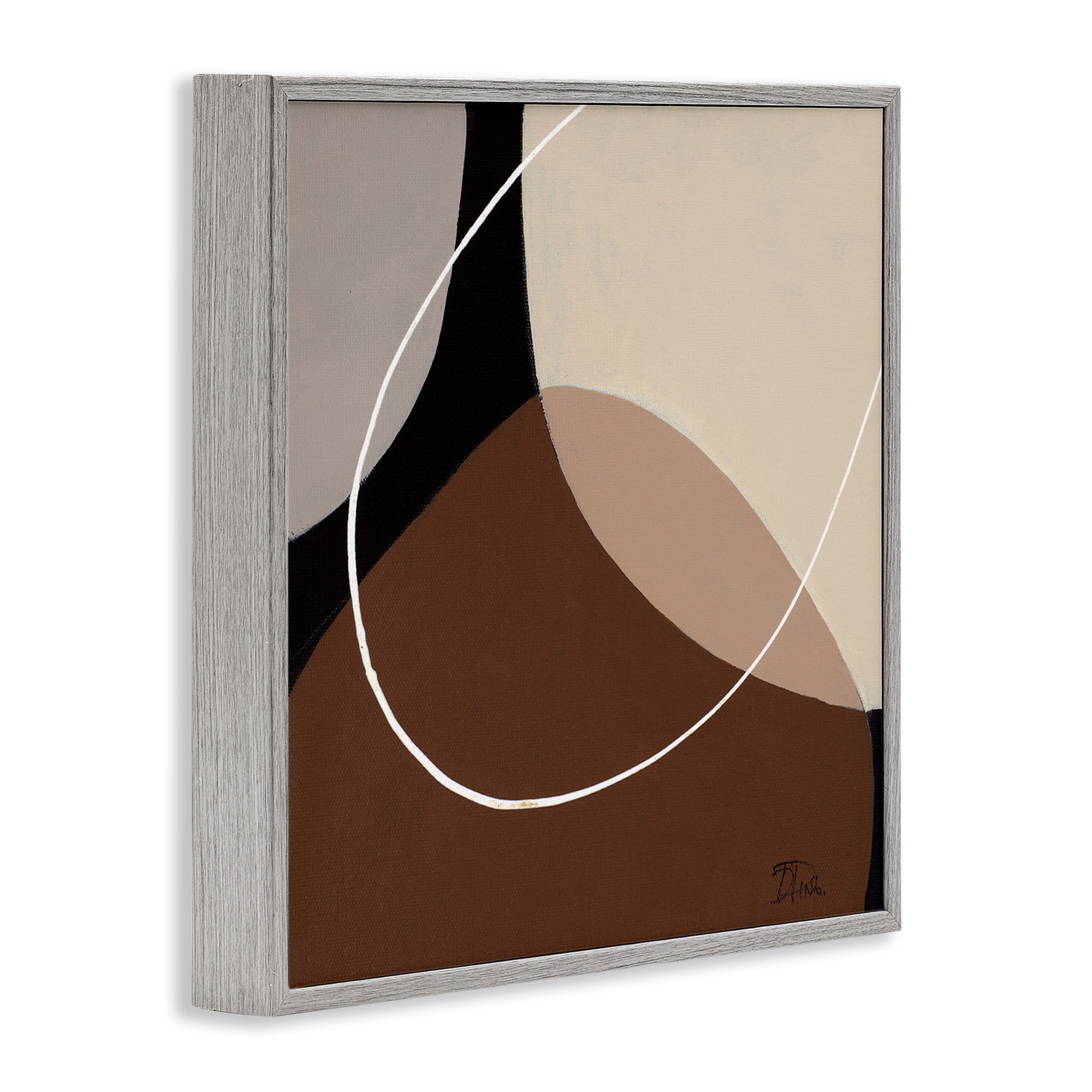 Stupell Industries Minimal Project Abstraction Abstract Painting Gray Framed Art Print Wall Art, 24 x 24