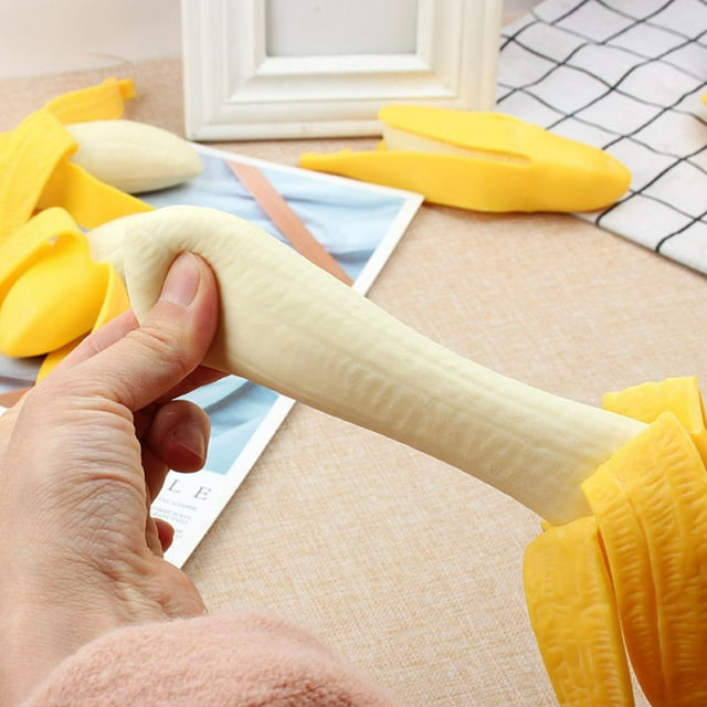 Cute Spoof Peeling Banana Squishy Fidget Toys Anti Stress Prank Tricks Toy