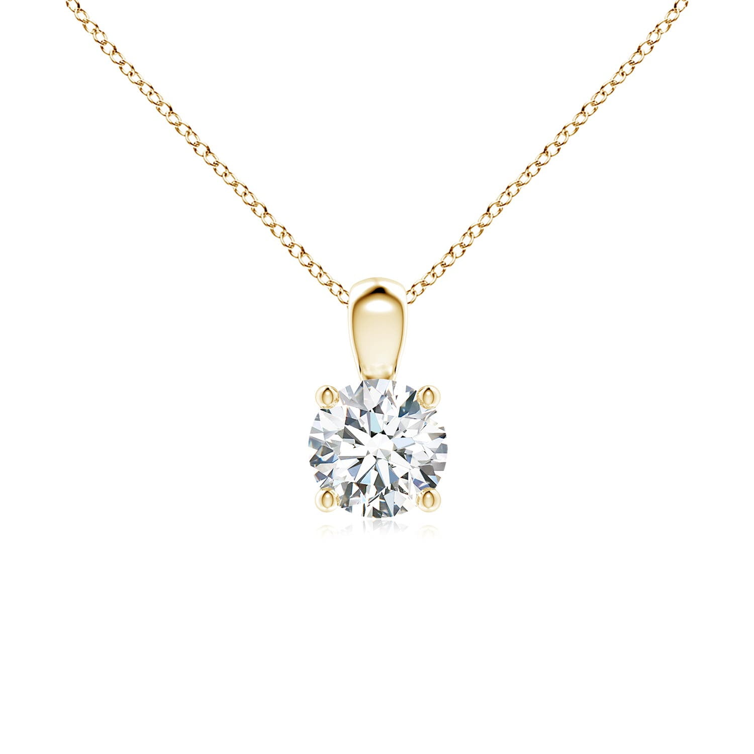 Angara Natural Diamond Pendant Necklace for Women in 14K Yellow Gold (Size-5.1mm) - April Birthstone Jewelry | Natural Diamond Necklace