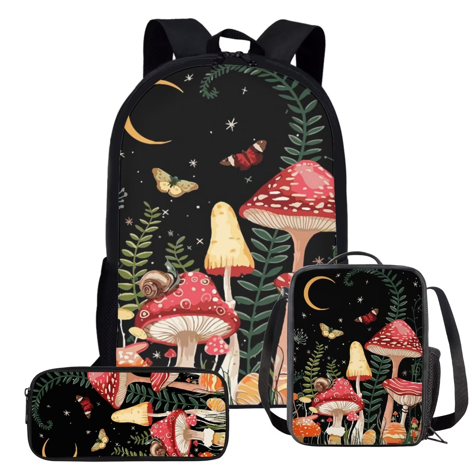 Binienty Aesthetics Mushroom Lightweight Kids Backpack Butterfly Girls School Backpacks Bookbags