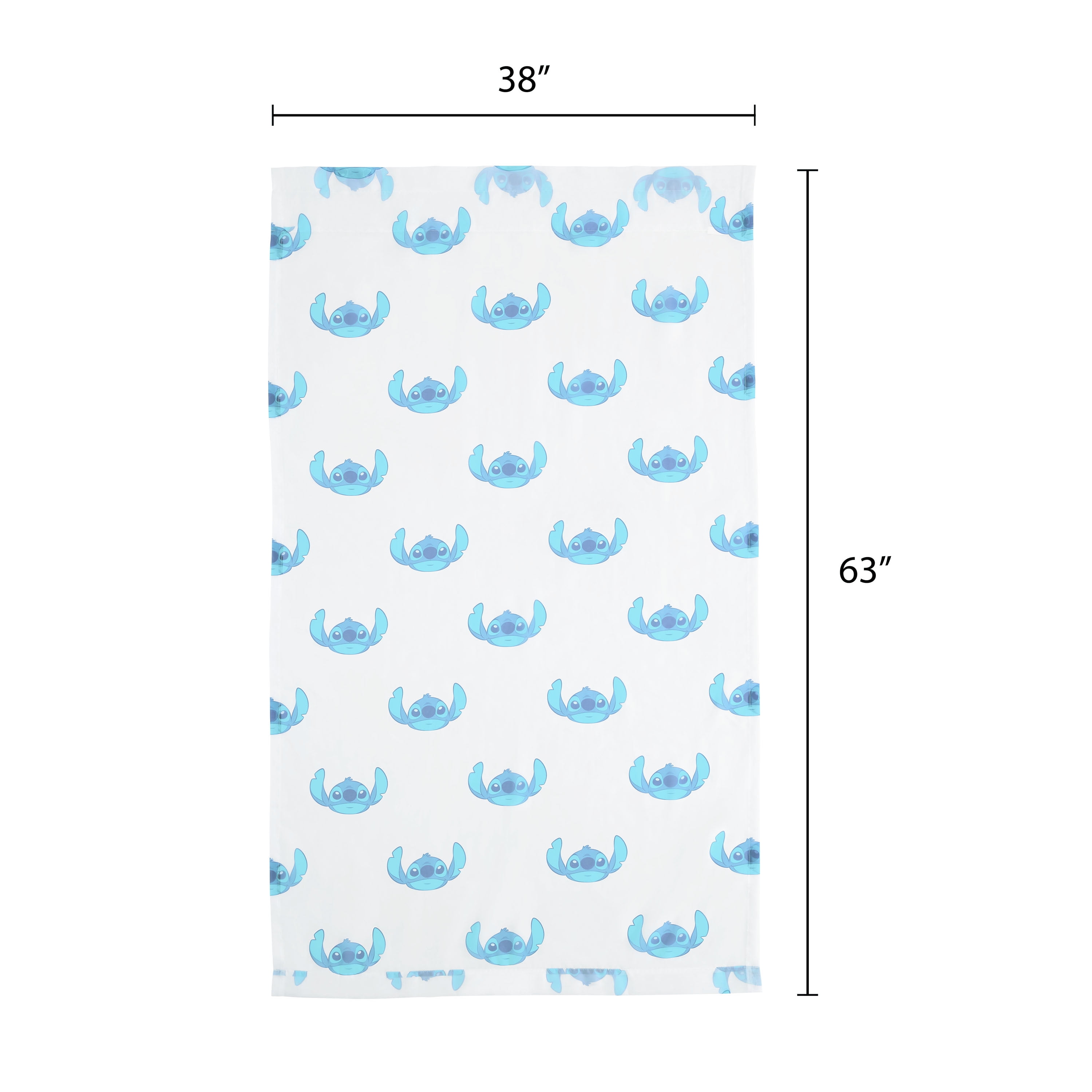 Stitch Tropical Sheer Kids Drape, 38" x 63", White, Disney