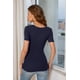 thumbnail image 3 of Camiseta SANDERY para mujer, casual, de verano, cuello en V profundo, azul marino, 3 of 6