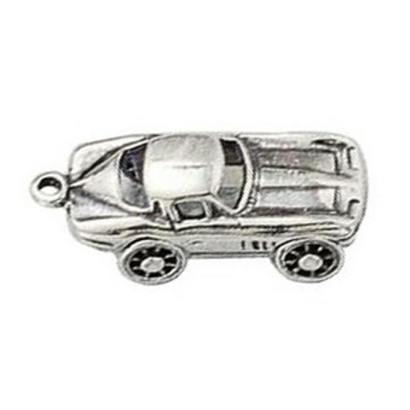 Sterling Silver 16" .8mm Box Chain 3D Two Door Sports Car Pendant Necklace