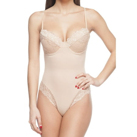 

Body Beautiful shapewear smooth and silky bodysuit shaper with built in wire bra and sexy lace trims