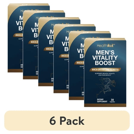(6 pack) HealthA2Z Mens Vitamins and Testosterone Booster with Zinc, Vitality Boost for Prostate Health, 30 Capsules
