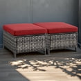 thumbnail image 5 of Pocassy Wicker Rattan Ottoman Outdoor Patio Ottoman Brown - Beige, 5 of 5