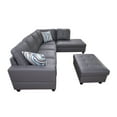 thumbnail image 5 of Ainehome Furniture Dark Grey Leather Sectinal Sofa Set, L-Shaped Modern & Contemporary Sofa with Chaise Storage Ottoman for Living Room Furniture - Right Hand Facing, 5 of 7