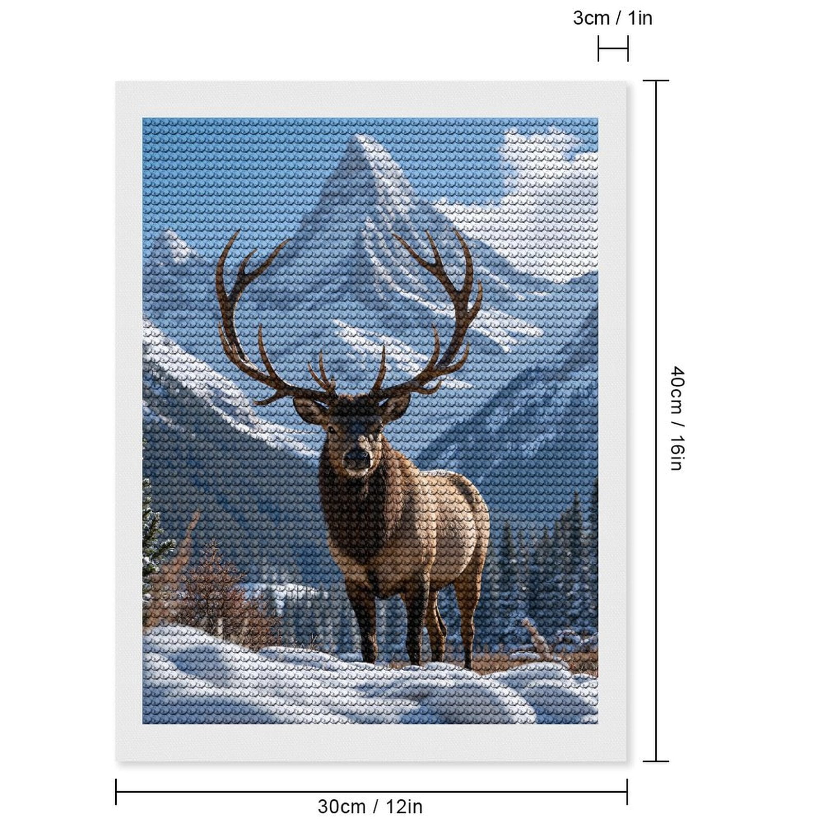 Diamond Art Kits for Adults - Majestic Elk Winter Mountain Scene 5d Diamond Painting for Adults, Diamond Art for Adults Beginners, Frameless Diamond Painting Kits for Adults for Home Wall Decor