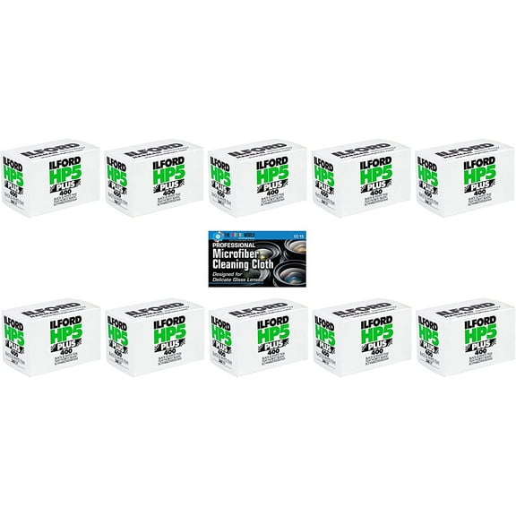 Ilford HP5 Plus Black and White Negative Film 35mm Roll Film, 36 Exposures - 10 Pack