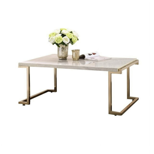 Bowery Hill Table Basse en Faux Marbre et Champagne