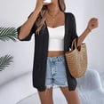 thumbnail image 7 of NTACZA Solid Summer Cardigans for Women Lightweight Crochet Casual 3/4 Sleeve Open Front Work Sweater Regular Black, 7 of 7