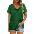thumbnail image 4 of Gibobby Camiseta de Manga Corta con Cuello en V Camiseta suelta informal con cuello en V para mujer, blusa manga corta con estampado(Verde,XL), 4 of 5