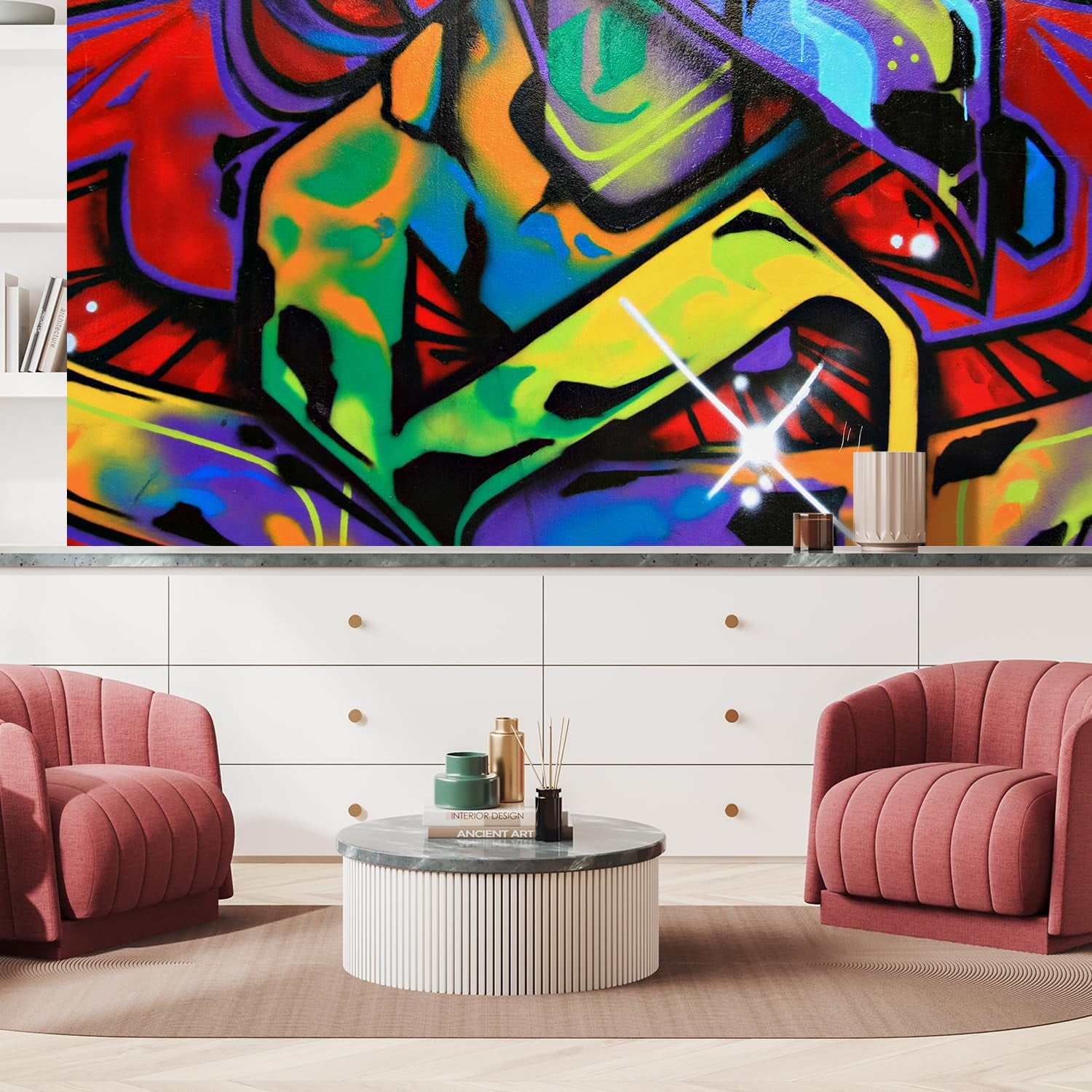 Idea4wall 3pcs Hip pop Street Graffiti Cool Printed Stick Wallpaper Removable Wall Murals Large Wall Stickers for Home Decoration, 48"x72"