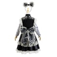 thumbnail image 3 of YUANxueke Girls Medieval Vintage Themed Costume 4-Piece Set, Zipper Long Sleeve Lace Trim Dress with Headband Waist Sash Bow Ornament for Costume Party,Black,5 Years, 3 of 8