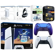 Sony PlayStation 5 Slim Digital Astro Bot Bundle with Disc Drive, Extra Controller, MightySkins Voucher and 2 Year Extended Warranty - Chroma Indigo