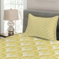 thumbnail image 2 of Ambesonne Yellow and White Quilted Coverlet 2 Pcs, Round Floral Motif, Twin Size, Earth Yellow White, 2 of 4
