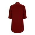 thumbnail image 5 of FRSASU Women's 3/4 Length Sleeve Tunic Tops Solid Color Lapel T Shirts Button Long Blouses Wine, 5 of 6
