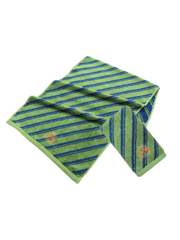 Striped Bath Towels Set Unique Diagonal Line Design Hand Towels | Striped Towels Set for Bathroom 100% Cotton Farmhouse Soft Absorbent Bath Towel, Green, 14 x 30 Inch