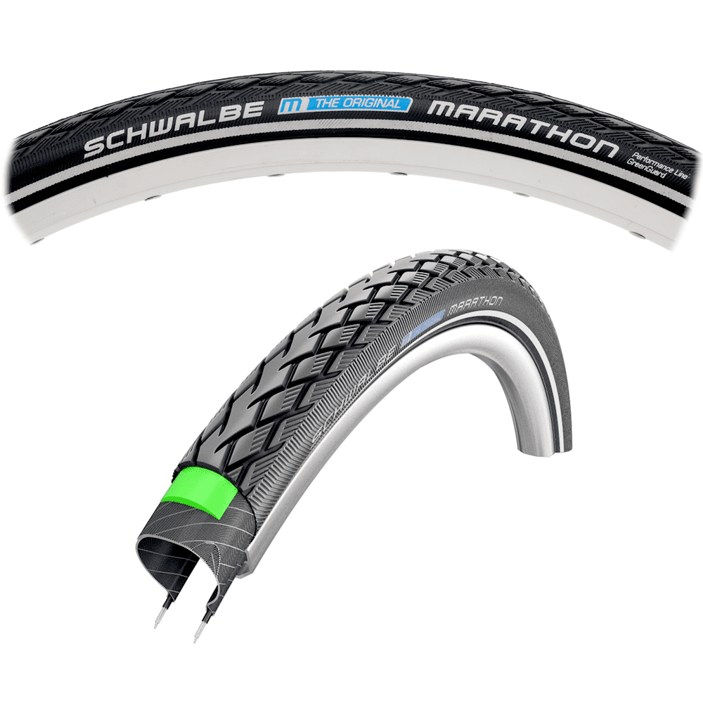 Schwalbe Marathon 700x38c Tire Wire Bead Black/Reflective GreenGuard