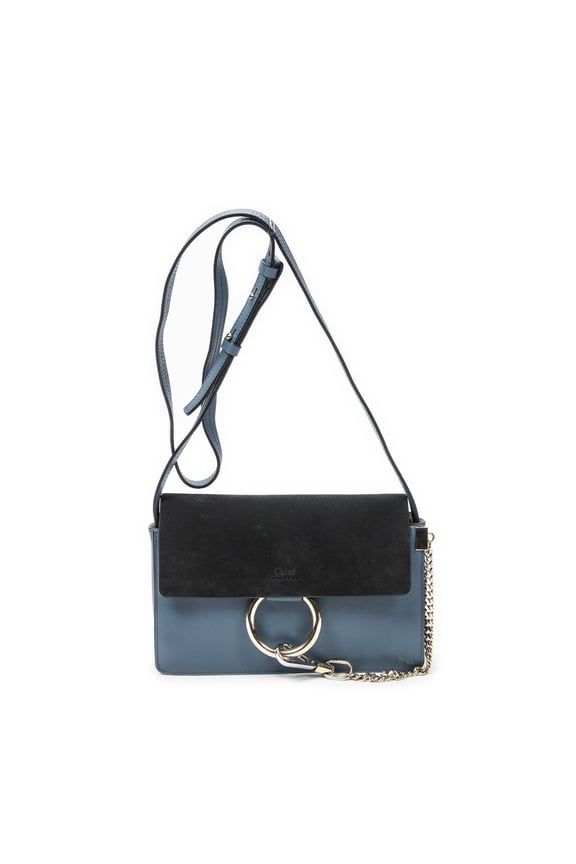 Pre-Owned Chlo Blue Small Faye Shoulder Bag Calfskin Leather