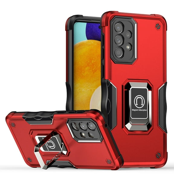 For Samsung Galaxy A33 5G / SM-A336 Dual Layer Shockproof Protective Magnetic Ring Stand Car Mount Hybrid Case Cover Red