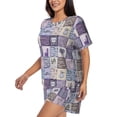 thumbnail image 2 of Naloa Lavender Flowers Women's Short-Sleeved Pajama Set, Loungewear, Summer pajamas, Breathable Cozy - XX-Large, 2 of 9