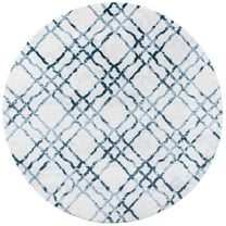 SAFAVIEH Martha Stewart Isabella Hughie Diamond Area Rug, Ivory/Turquoise, 6'7" x 6'7" Round
