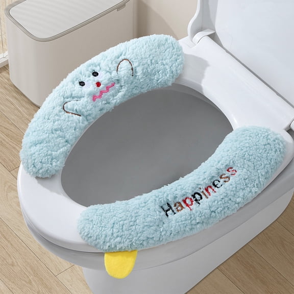 Steadline Plush Toilet Seat Cover - Soft Fleece Adhesive Bathroom Mat - Warm Winter Home Essential - Comfortable Hygienic Household Accessory