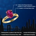 thumbnail image 2 of Gem Stone King 14K Yellow Gold Red Created Ruby Engagement Ring for Women | 4.00 Cttw | Oval 11X9MM | Gemstone July Birthstone | Size 9, 2 of 6