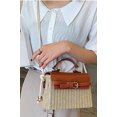 thumbnail image 5 of PIKADINGNIS Retro Straw Woven Handbag Handmade Casual Beach Tote Bag Flap with PU leather, 5 of 6