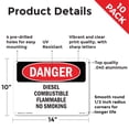 thumbnail image 2 of Diesel Combustible Flammable No Smoking OSHA Danger Aluminum Sign 14 Inch x 10 Inch - 10 Pack, 2 of 8
