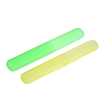 Vocoste 2 Pcs Plastic Lightweight Traveling Toothbrush Holders Case for Travel Business 7.48"x1.06" Yellow Green
