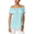 thumbnail image 1 of Style & Co. Blouse en Tricot à Volants pour Femmes, Bleu, Très Grand, 1 of 1